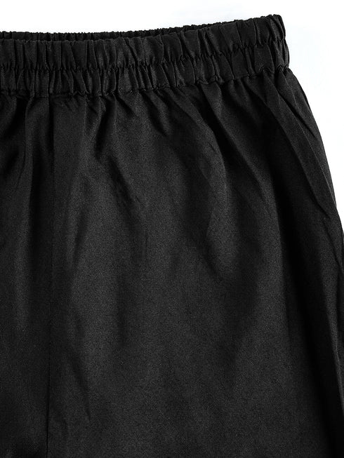 Boy's Black Kurta Pyjama Set With Paisley Print